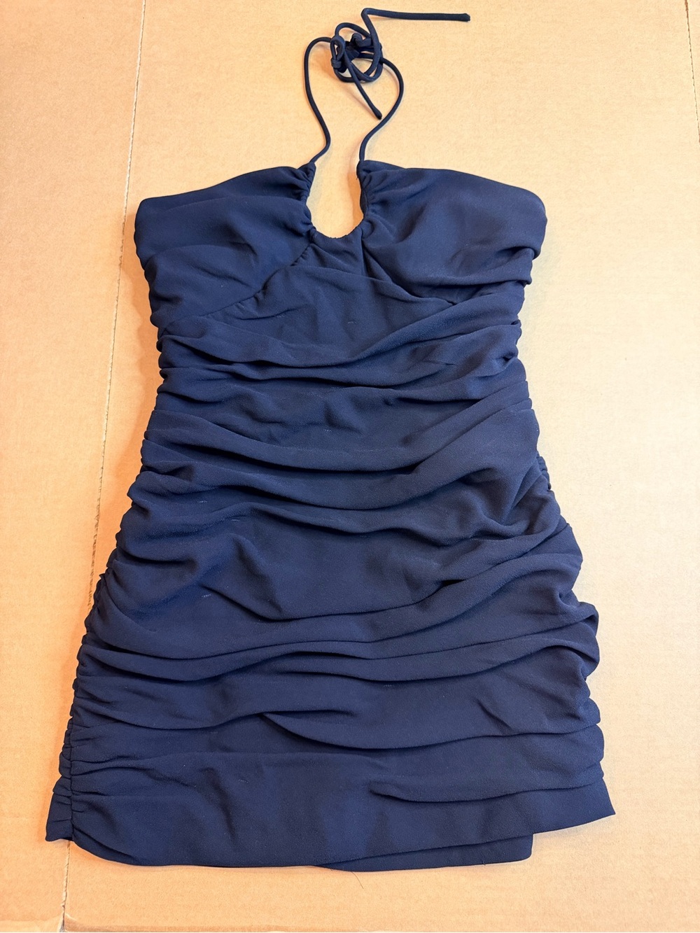 Zara Black Halter Ruched Mini Dress